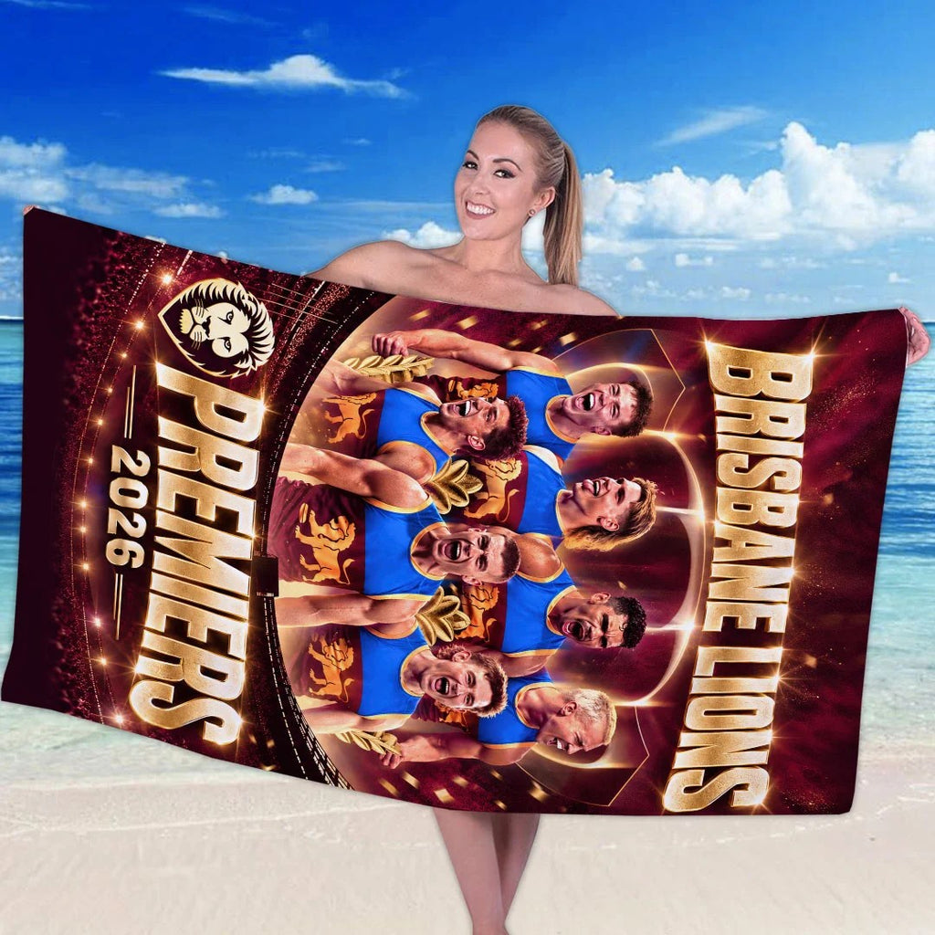 Brisbane Lions 2026 AFL Premiers Rectangle Beach Towel – HOATT21330