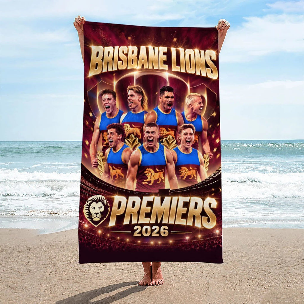 Brisbane Lions 2026 AFL Premiers Rectangle Beach Towel – HOATT21330