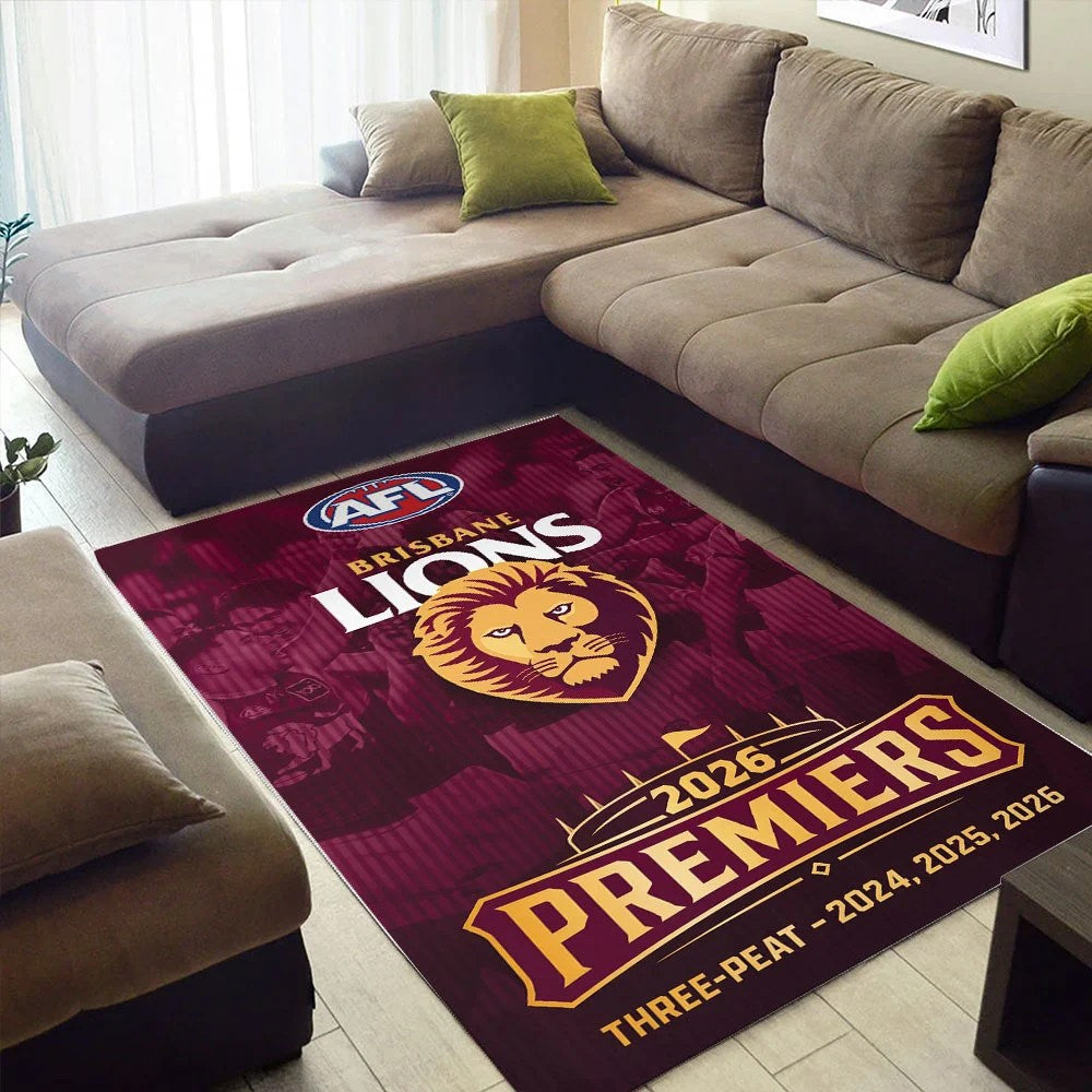 Brisbane Lions 2026 AFL Premiers Rectangular Rug – TMTHU9623