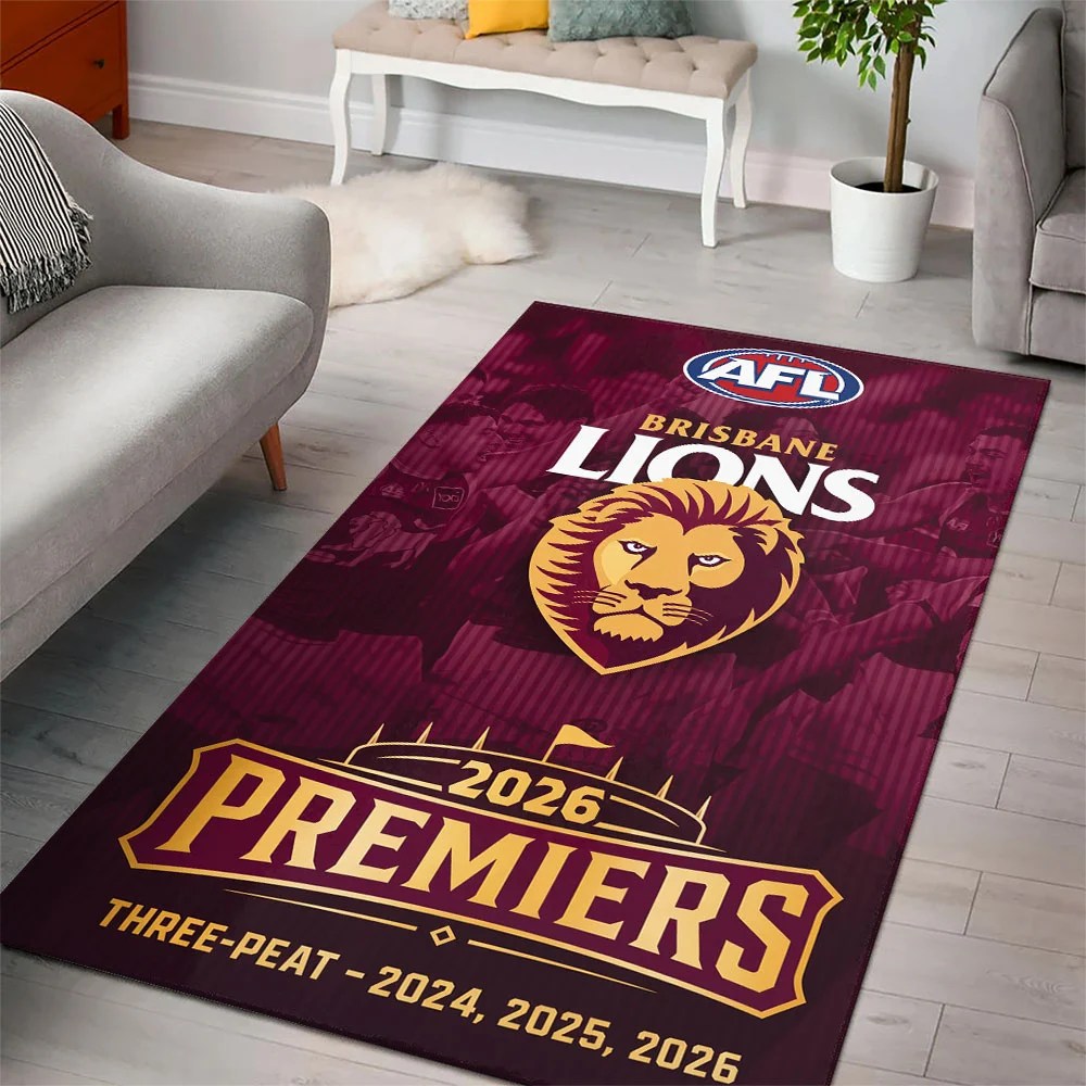 Brisbane Lions 2026 AFL Premiers Rectangular Rug – TMTHU9623