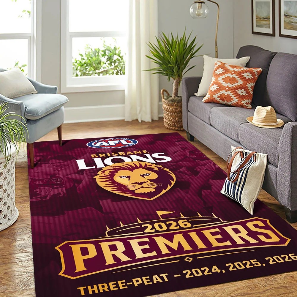Brisbane Lions 2026 AFL Premiers Rectangular Rug – TMTHU9623