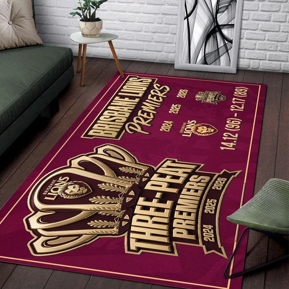Brisbane Lions 2026 AFL Premiers Rectangular Rug – TMTHU9624