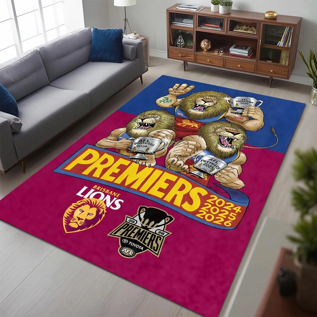 Brisbane Lions 2026 AFL Premiers Rectangular Rug – HOATT21332
