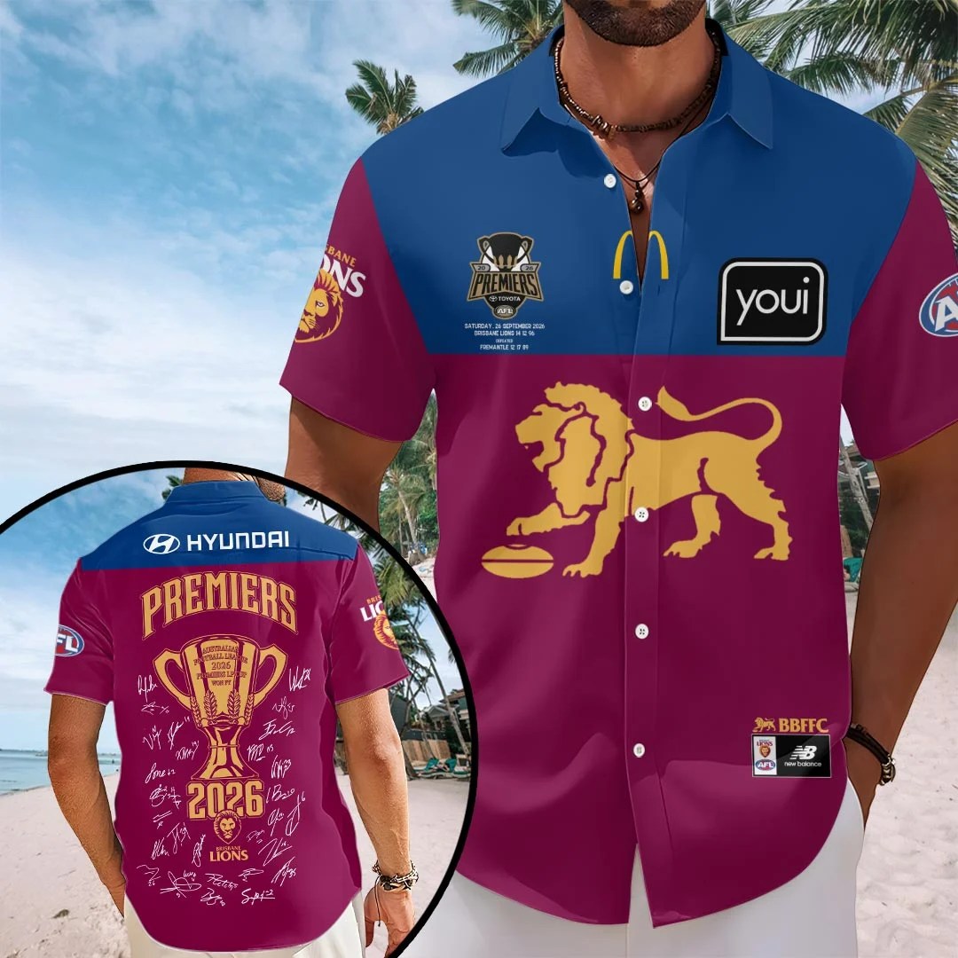 Brisbane Lions 2026 AFL Premiers Short Sleeve Button-Down Shirt – HOATT21331