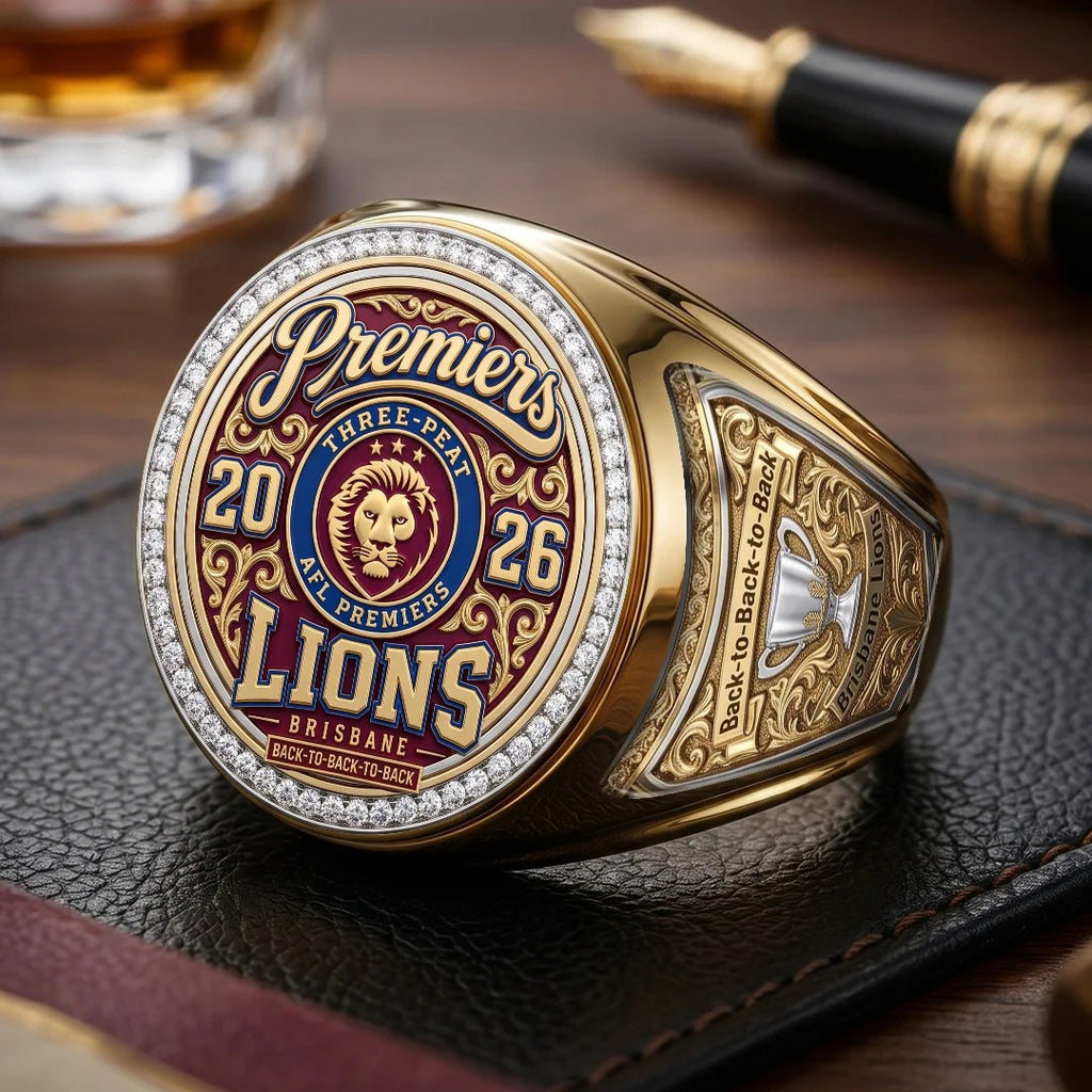 Brisbane Lions 2026 AFL Premiers 3D Engraved Ring – TMTHU9579