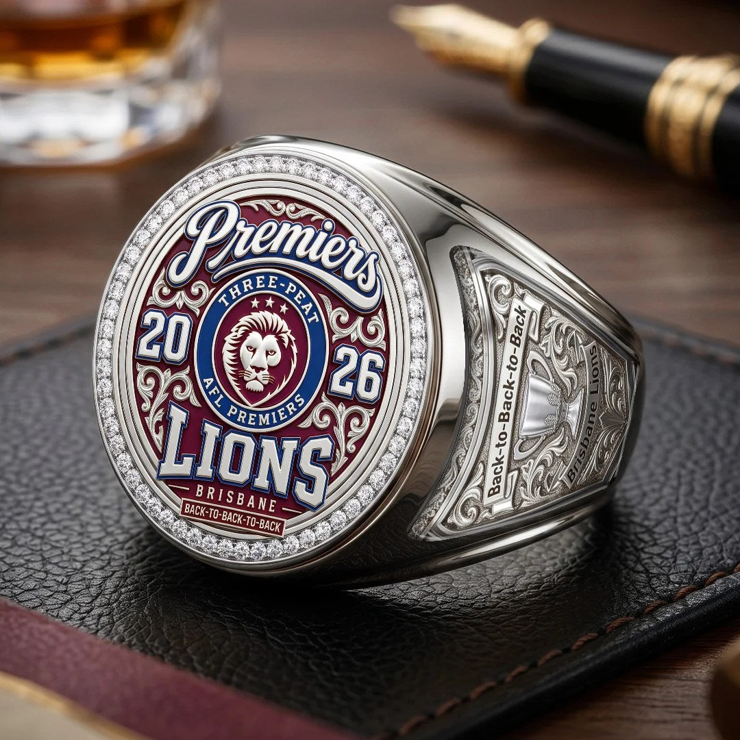 Brisbane Lions 2026 AFL Premiers 3D Engraved Ring – TMTHU9579