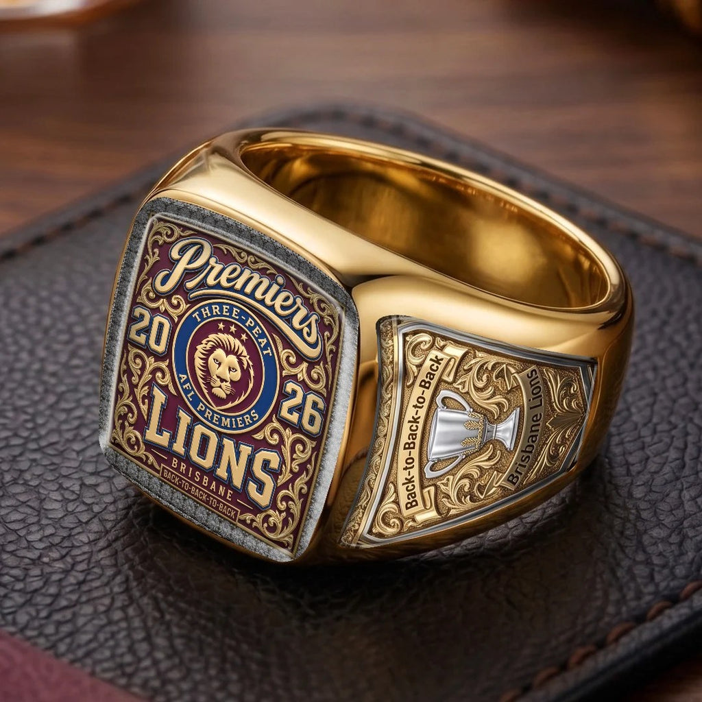 Brisbane Lions 2026 AFL Premiers 3D Engraved Ring – TMTHU9579