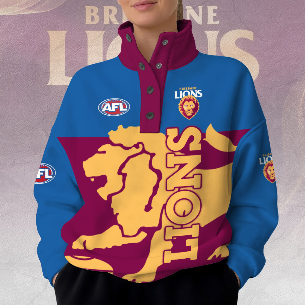 Brisbane Lions 3D Snap Button Collar Sweatshirt – TANTN16493