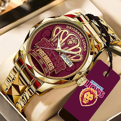 Brisbane Lions Threepeat Premiers Alloy Luxury Quartz Watch – TMTHU9588