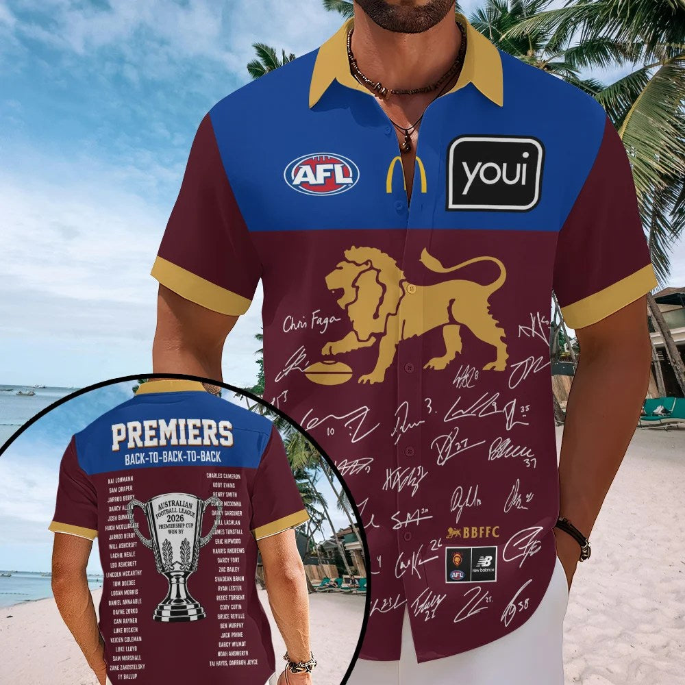 Brisbane Lions Short Sleeve Button-Down Shirt – TMTHU9575