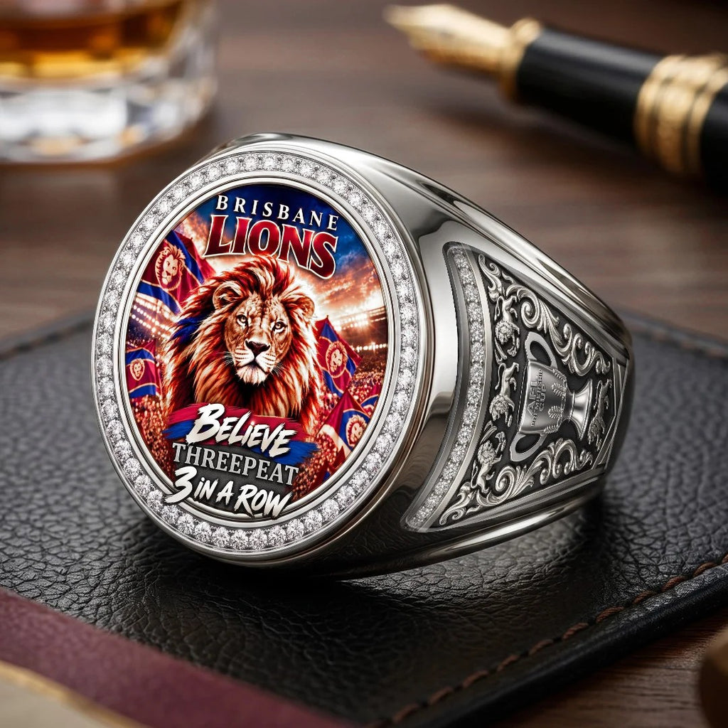 Brisbane Lions Threepeat Premiers 3D Engraved Ring – TMTHU9574
