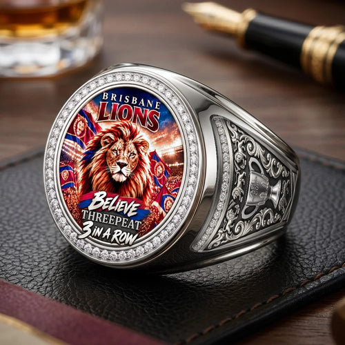 Brisbane Lions Threepeat Premiers 3D Engraved Ring – TMTHU9574