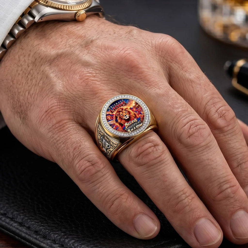 Brisbane Lions Threepeat Premiers 3D Engraved Ring – TMTHU9574