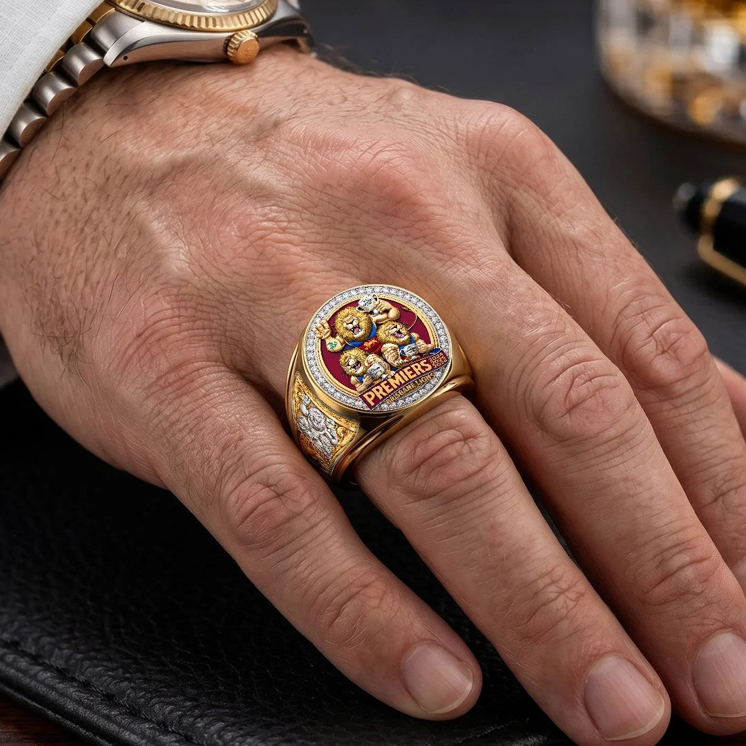 Brisbane Lions Threepeat Premiers 3D Engraved Ring – TMTHU9594