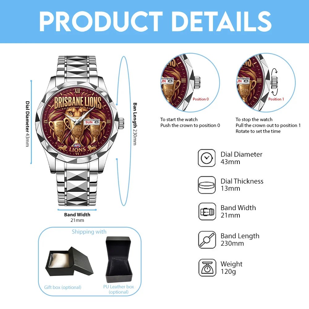 Brisbane Lions Threepeat Premiers Alloy Luxury Quartz Watch – TMTHU9585
