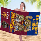 Brisbane Lions Threepeat Premiers Rectangle Beach Towel – TMTHU9593