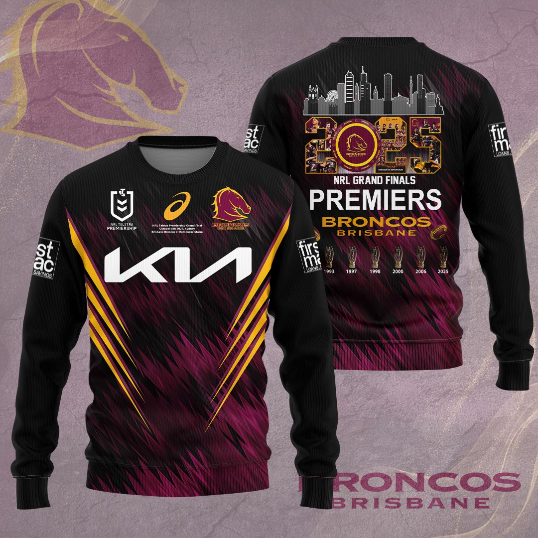 Brisbane Broncos 2025 NRL Premiers 3D Apparel – HOATT14195