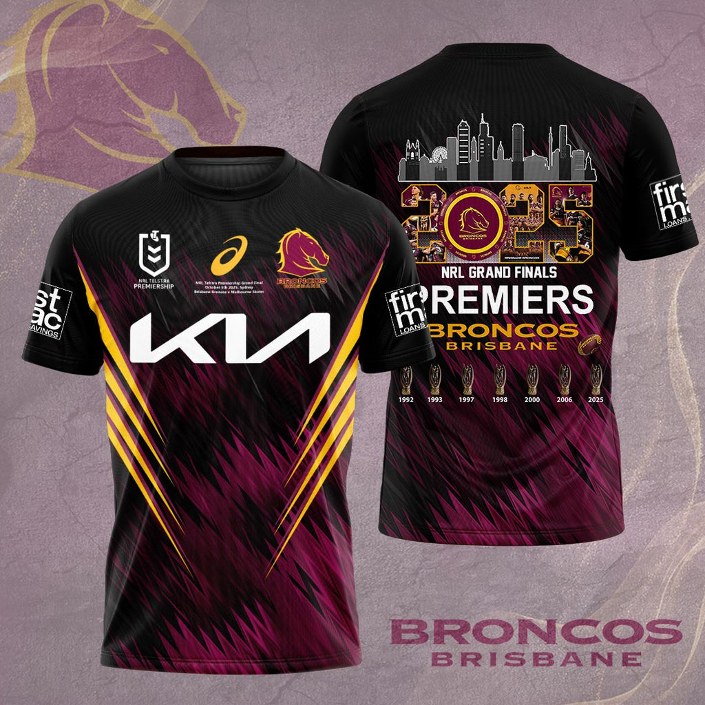 Brisbane Broncos 2025 NRL Premiers 3D Apparel – HOATT14195