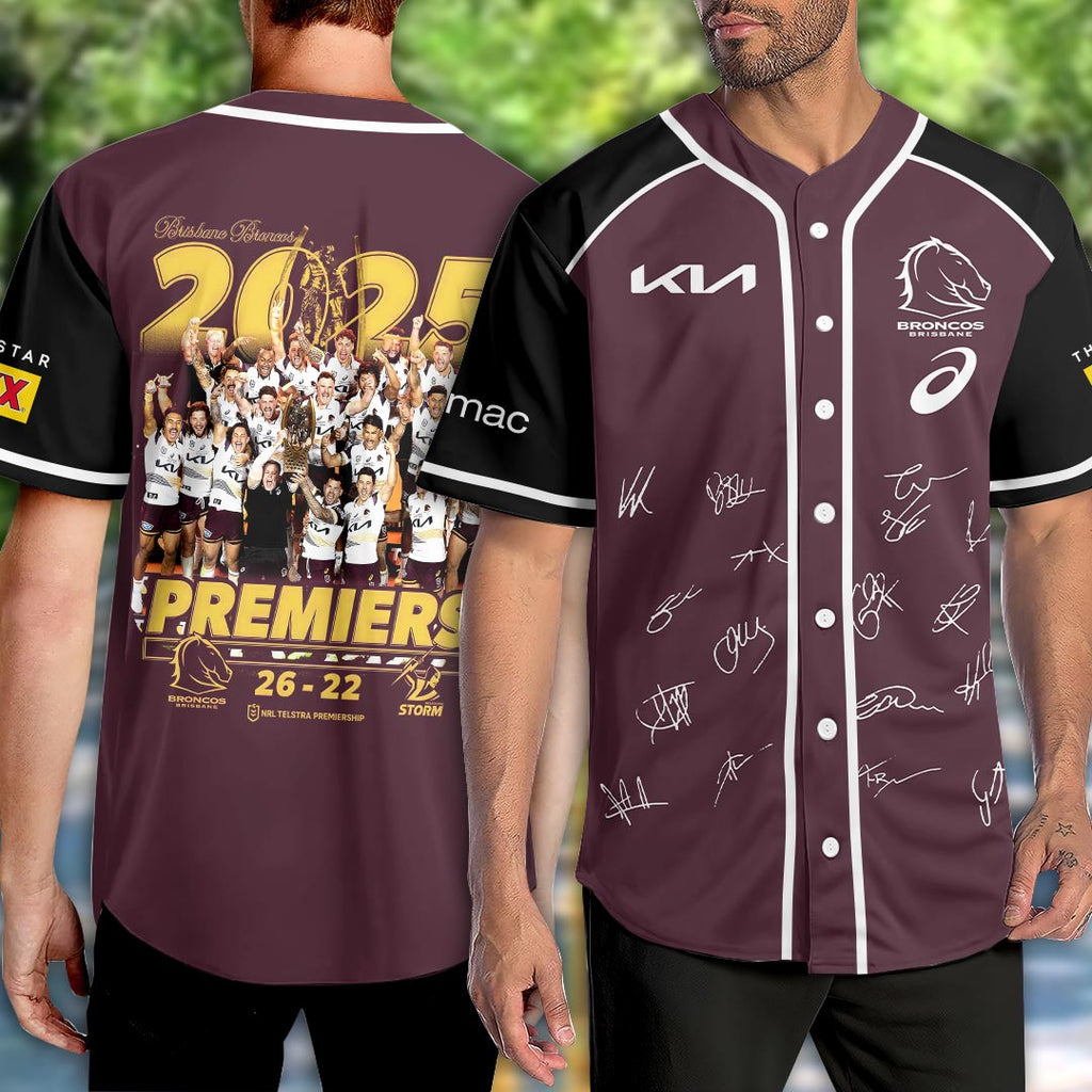 Brisbane Broncos 2025 NRL Premiers Baseball Jersey – HOATT14124