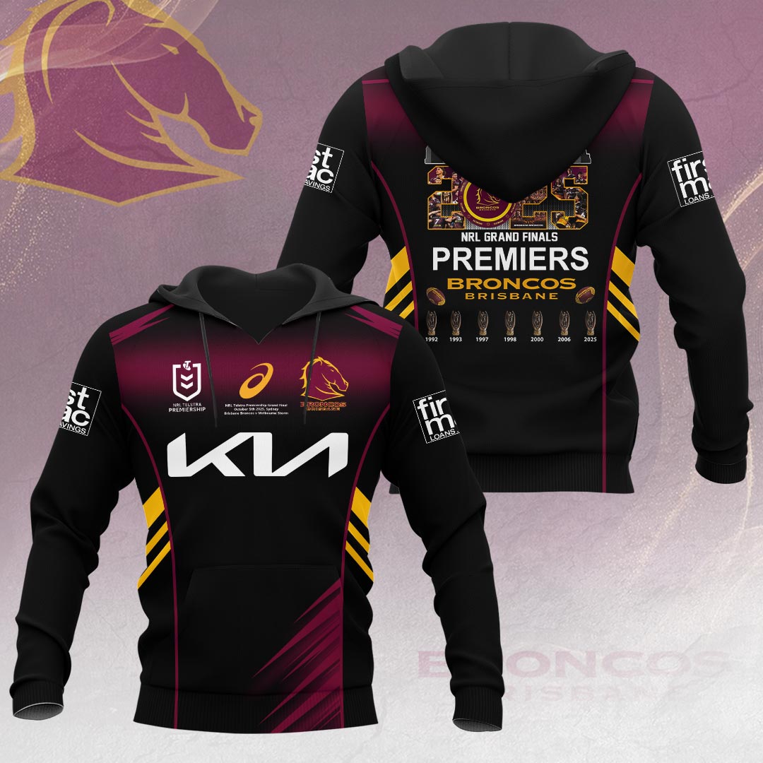 Brisbane Broncos 2025 NRL Premiers 3D Apparel – HOATT14485