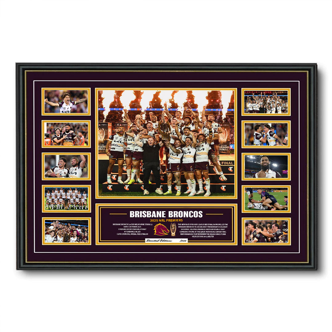 Brisbane Broncos 2025 NRL Premiers Rectangle Canvas With Inner Frame – TMTHU1808
