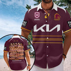 Brisbane Broncos 2025 NRL Premiers Short Sleeve Button-Down Shirt – HOATT14004