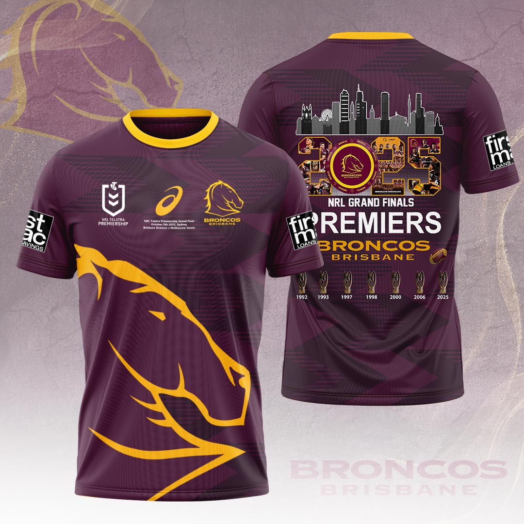 Brisbane Broncos 2025 NRL Premiers 3D Apparel – HOATT14494