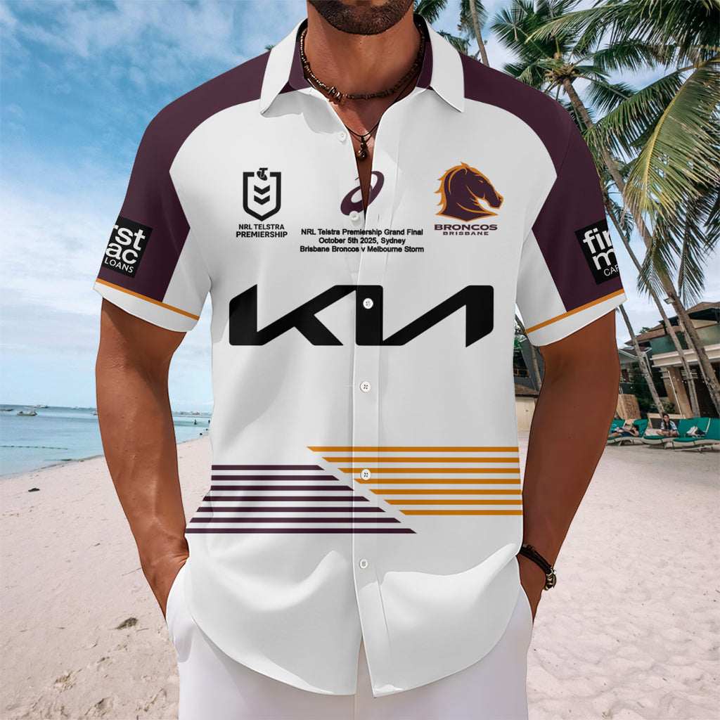 Brisbane Broncos 2025 Premiership Short Sleeve Button-Down Shirt – TANTN17646