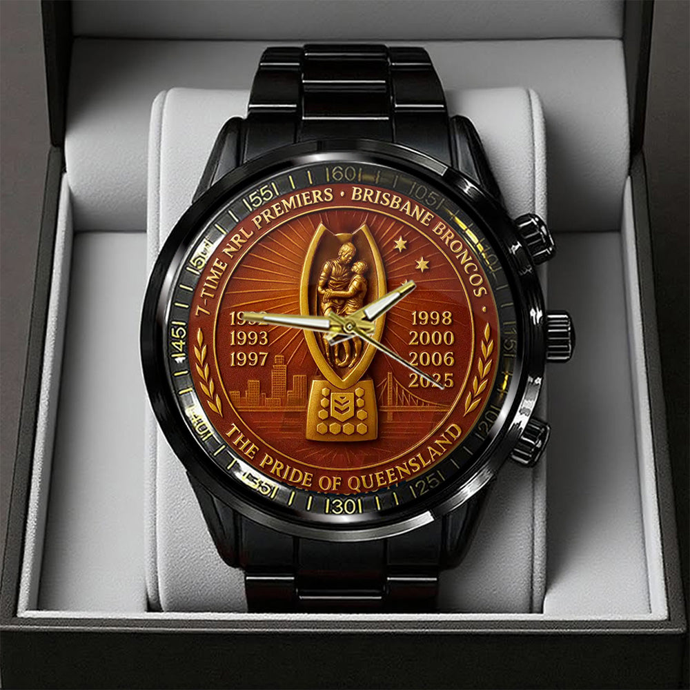 Brisbane Broncos 37th Anniversary 2025 Black Stainless Steel Watch – TANTN17810