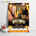Brock Lesnar Vs The Giant Omos At WWE WrestleMania Goes Hollywood Wall Art Poster Canvas