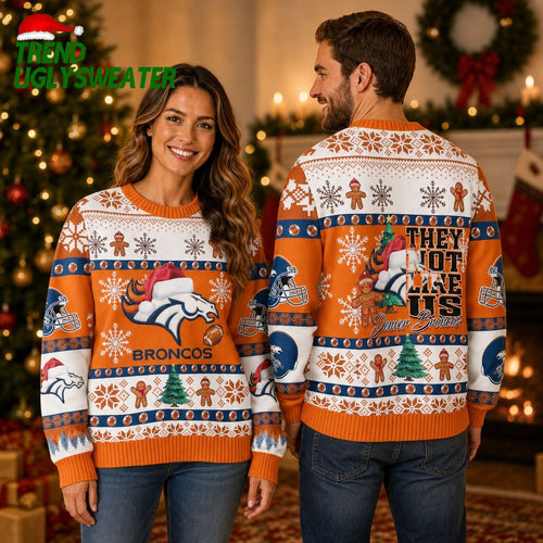 Broncos They Not Like Us Ugly Christmas Sweater