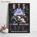 Bts 11 Years 2013-2024 Thank You For The Memories Poster Canvas