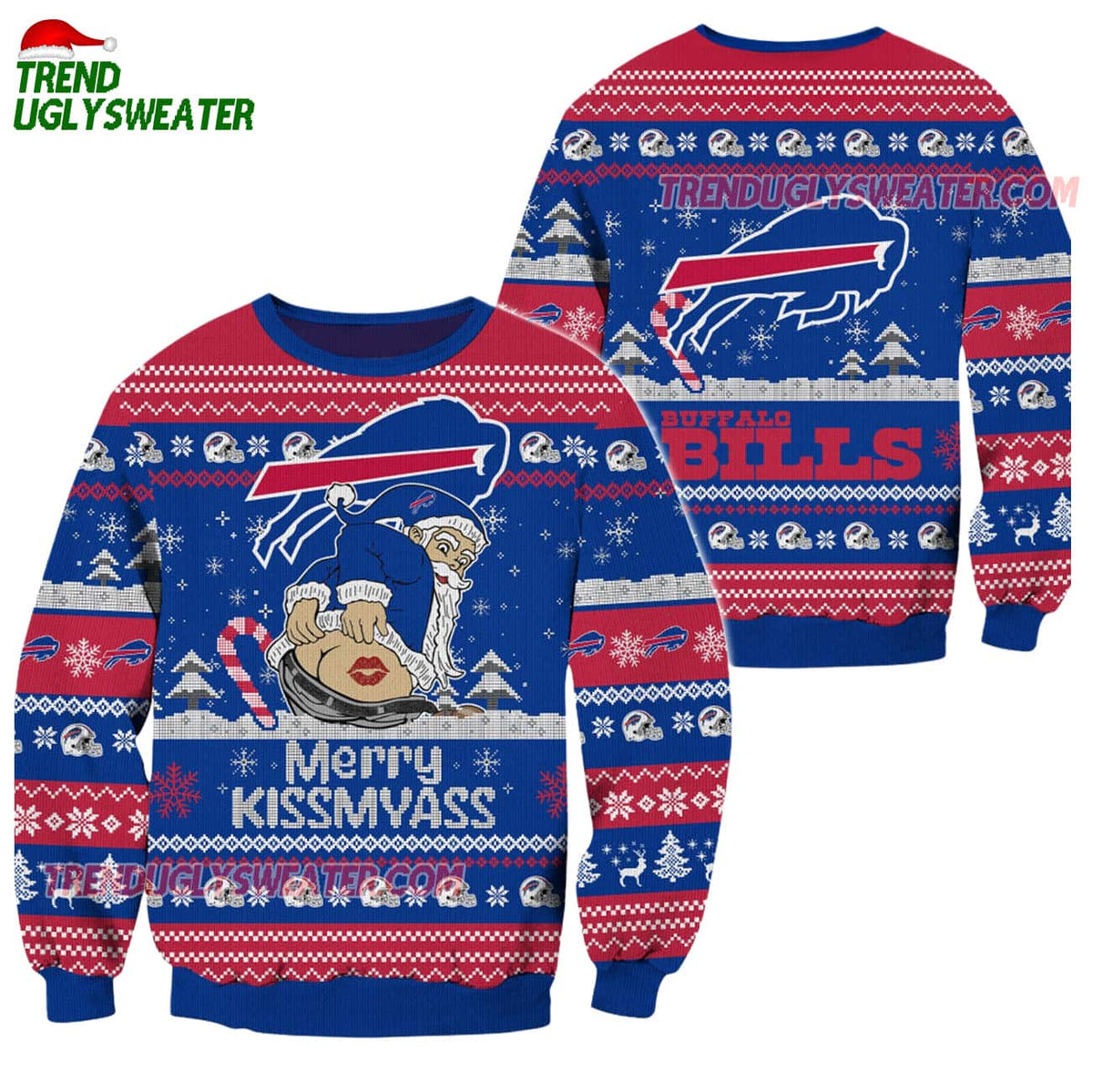 Buffalo Bills Merrykissmyass Funny Santa Claus Christmas Ugly Sweater