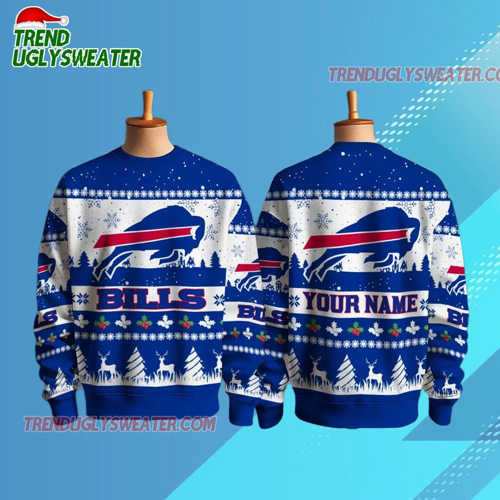 Personalized Buffalo Bills NFL Snow Ugly Christmas Sweater