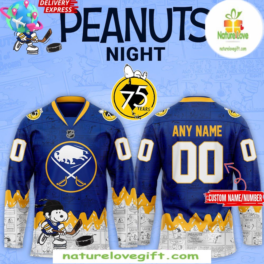 Buffalo Sabres 75th Anniversary Peanuts Hockey Jersey