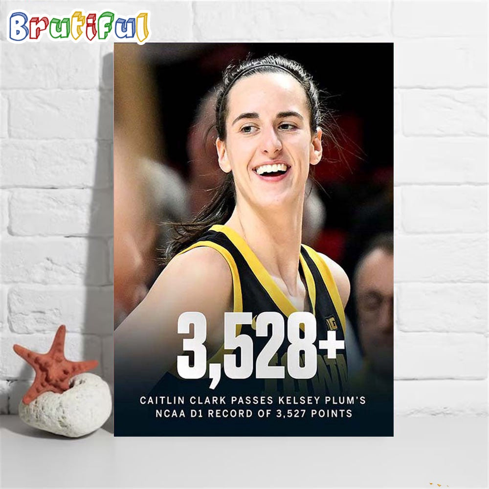 Caitlin Clark Breaks The All-Time D1 Womens NCAA Scoring Record Poster Canvas