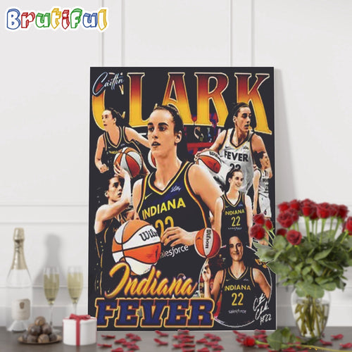 Caitlin Clark Indiana Fever 2024 Basketball Graphics Signature Design Wall Art Poster Canvas