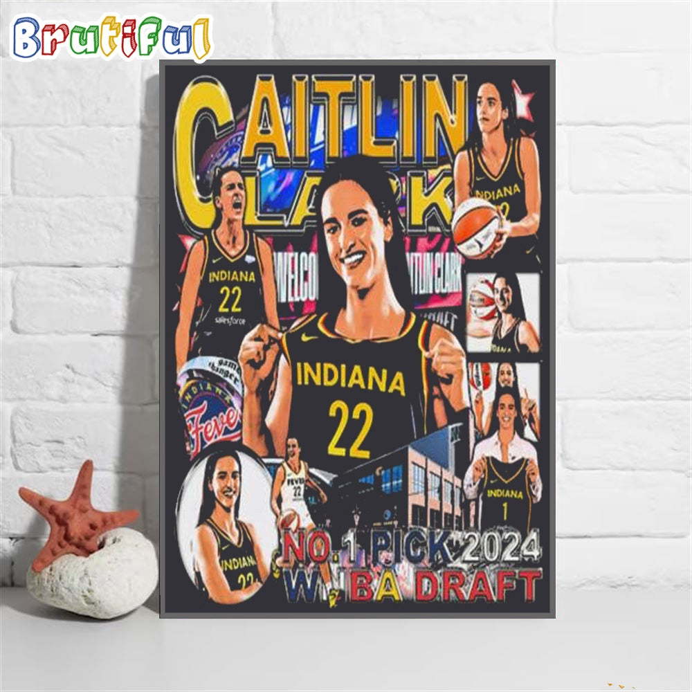 Caitlin Clark Indiana Fever No 1 Pick Wnba Draft 2024 Wall Art Poster Canvas