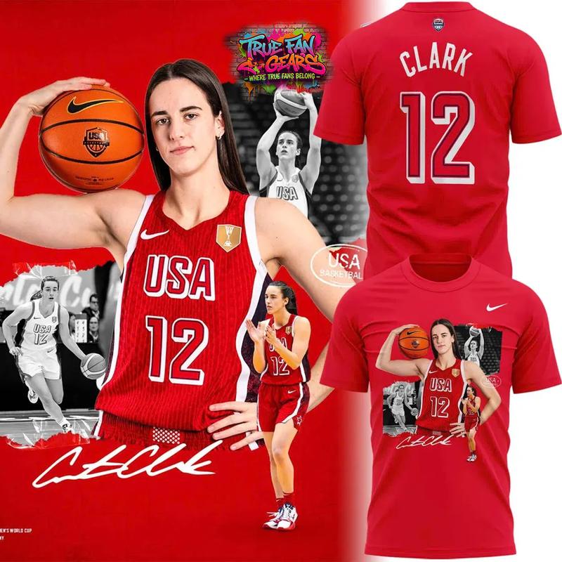 Caitlin Clark USA Basketball Women’s World Cup 12 Tribute Tee Shirt