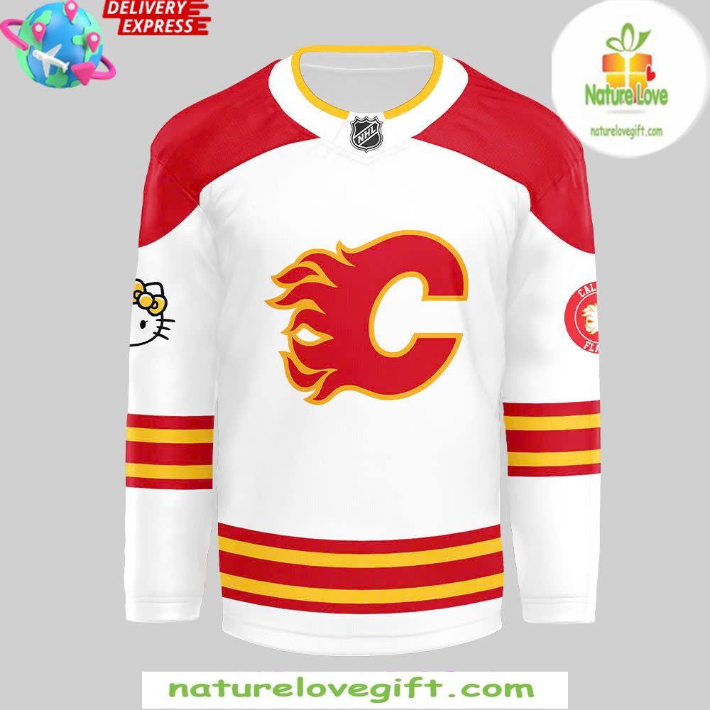 Hello Kitty Calgary Flames 50th Anniversary White Hockey Jersey
