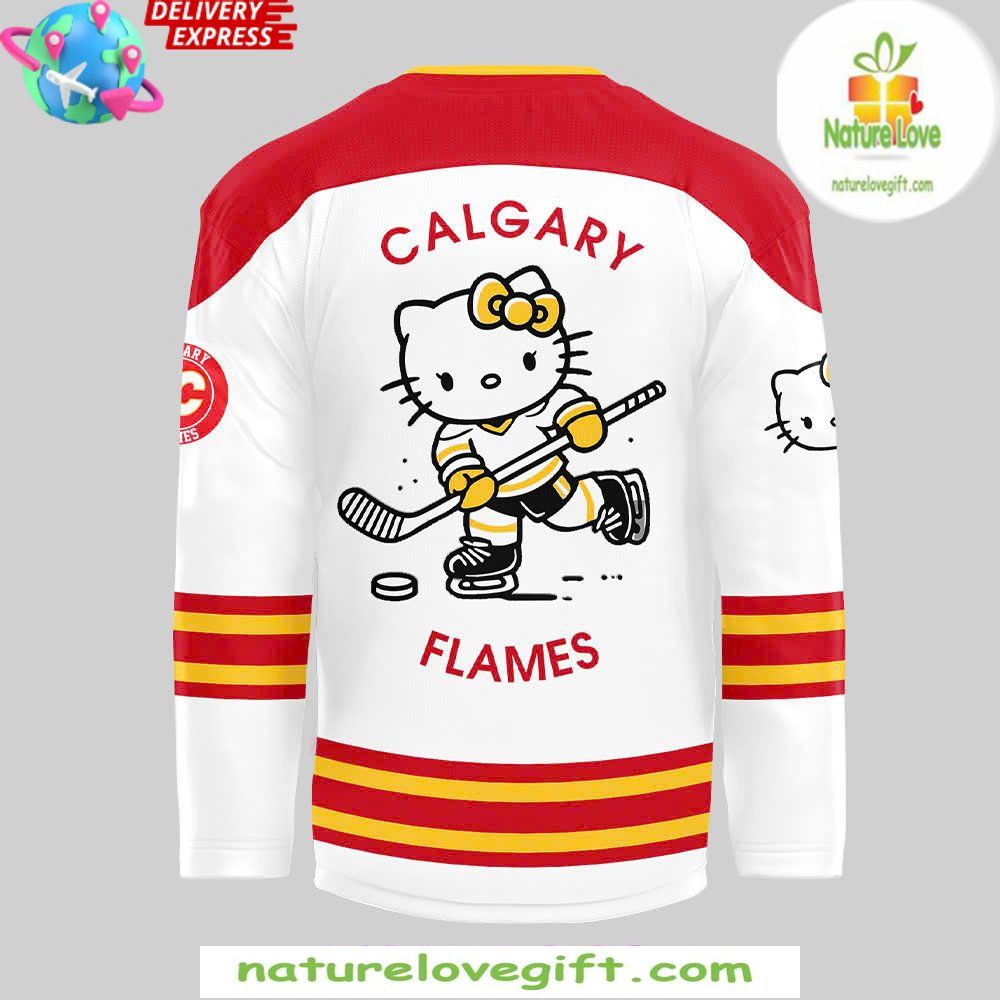Hello Kitty Calgary Flames 50th Anniversary White Hockey Jersey