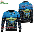 Carolina Panthers Baby Yoda Hug The Ball Christmas Ugly Sweater