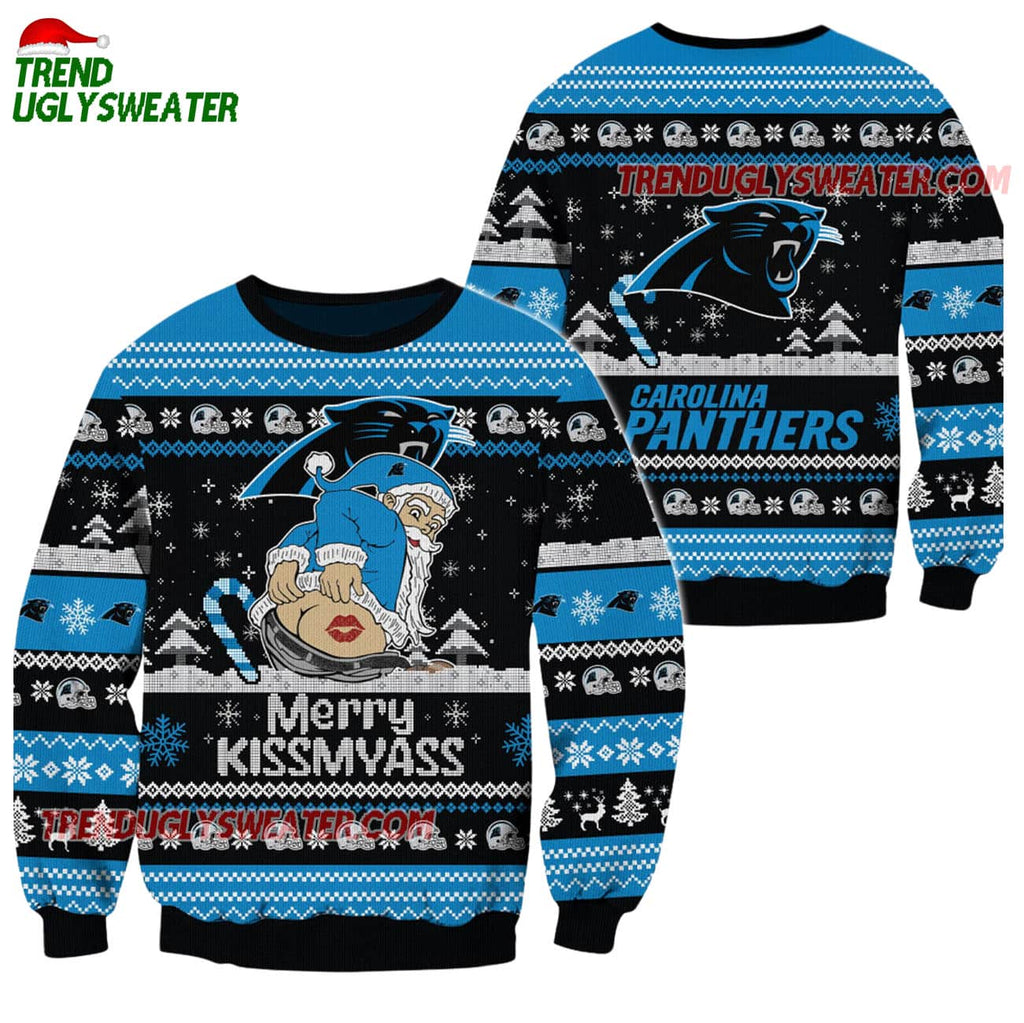 Carolina Panthers Merrykissmyass Funny Santa Claus Christmas Ugly Sweater