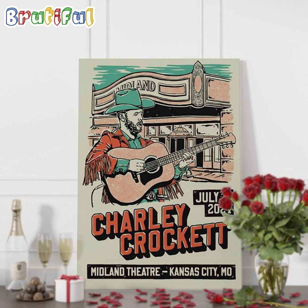 Charley Crockett July 31 2024 The Midland Kansas City MO Wall Art Poster Canvas