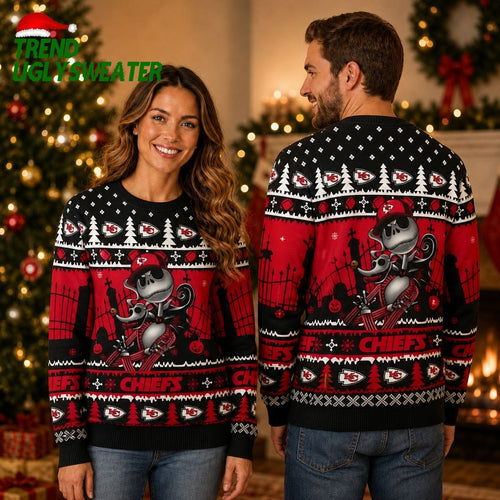 Chiefs Jack Skellington Halloween Knitted Ugly Christmas Sweater