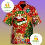 Christmas Wreath Santa Claus Red Hawaiian Outfit Male