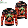 Cincinnati Bengals Baby Yoda Hug The Ball Christmas Ugly Sweater