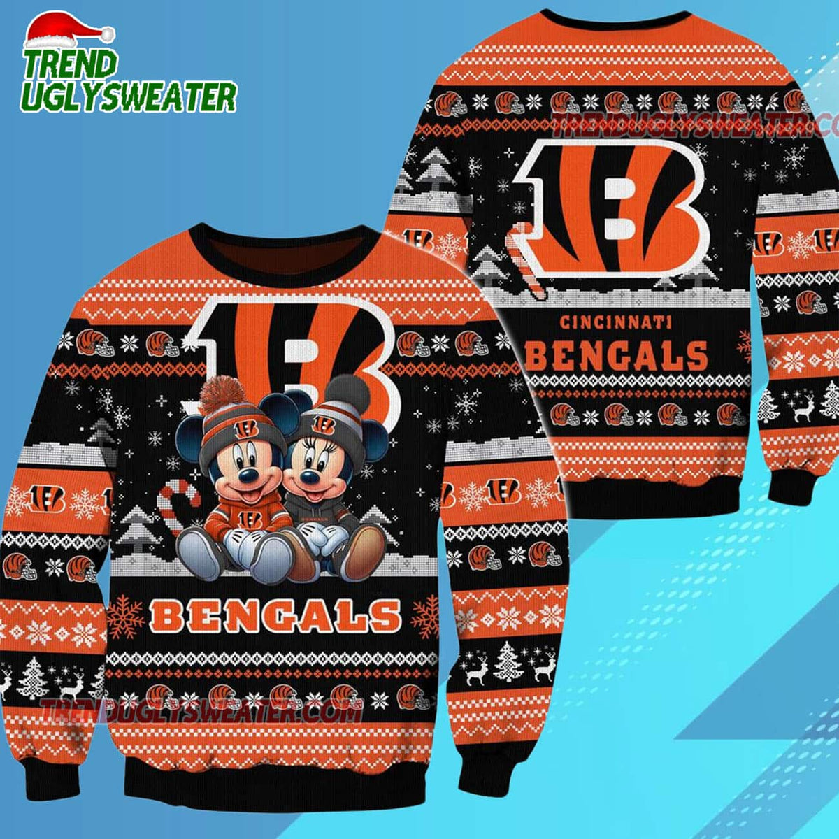 Cincinnati Bengals NFL Mickey Minnie Ugly Christmas Sweater