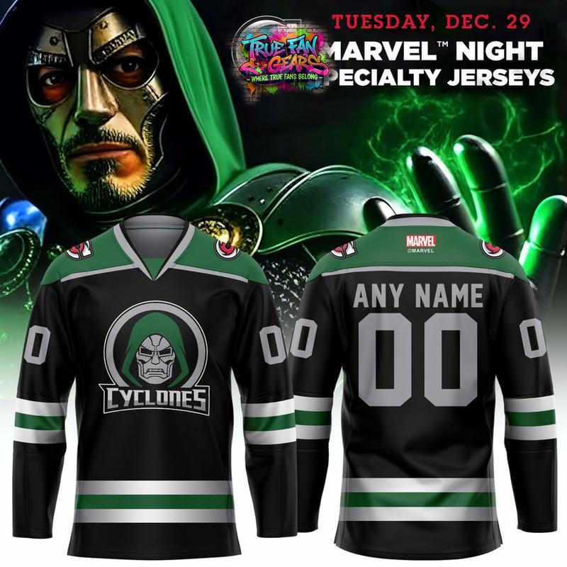Cincinnati Cyclones Marvel Night Dr Doom 2026 Limited Edition Hockey Jersey