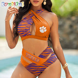 Clemson Tigers Zebra Women Bikini Set Sporty Bikini Sets